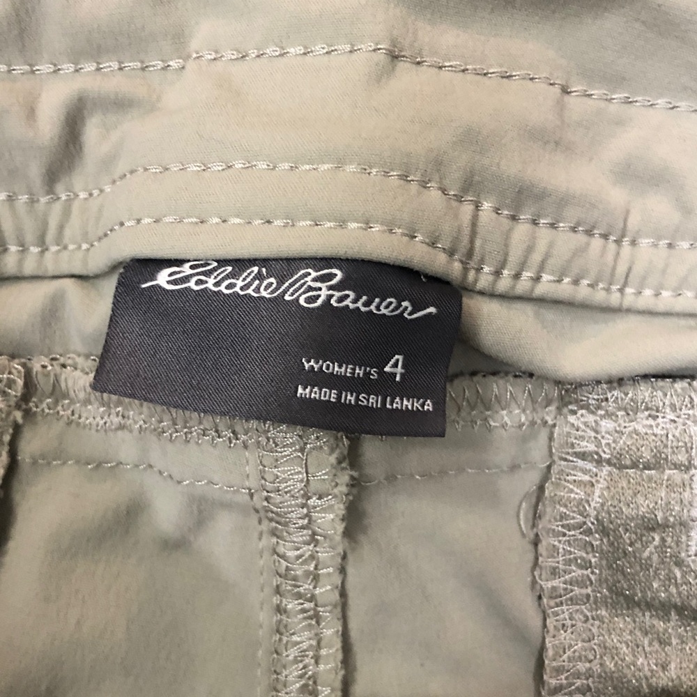 EddieBauer Wms Khaki HIKING PANTS RollUp Leg Mesh Pockets EUC - Picture 8 of 8